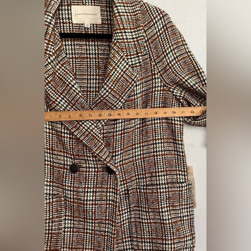 Happy Nature Kate Hudson Oversized Tweed Double Breasted Blazer Wool Blend XS/S - Picture 7 of 9